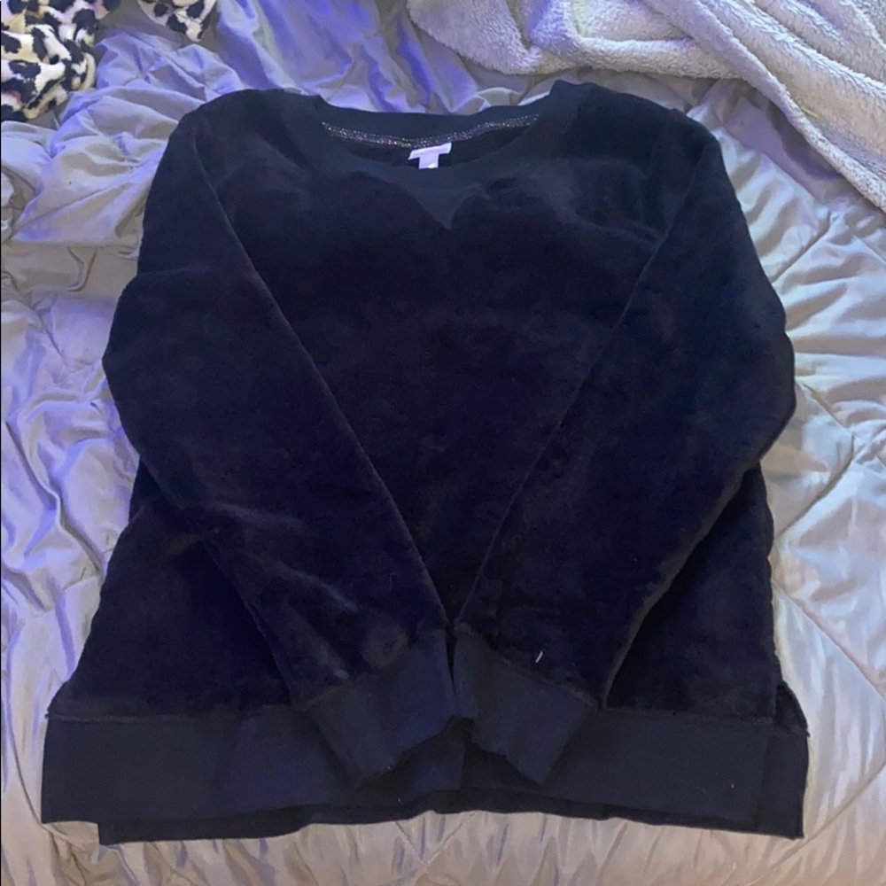 fuzzy oversized crew neck